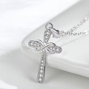 New Infinity Cross Necklace Moissanite Moissanite Religious Quirky Boutique